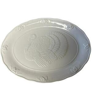 The Zrike Company 20” Oval White Turkey Platter Thanksgiving Holiday